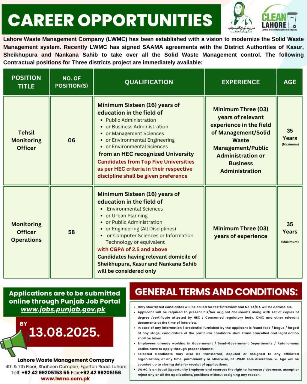  LWMC Jobs 2025 Latest Advertisement Online Apply