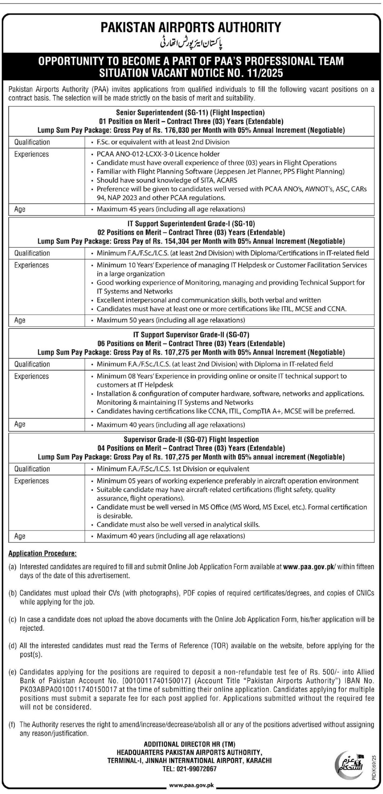  Pakistan Airport Authority PAA Jobs 2025 Latest Advertisement