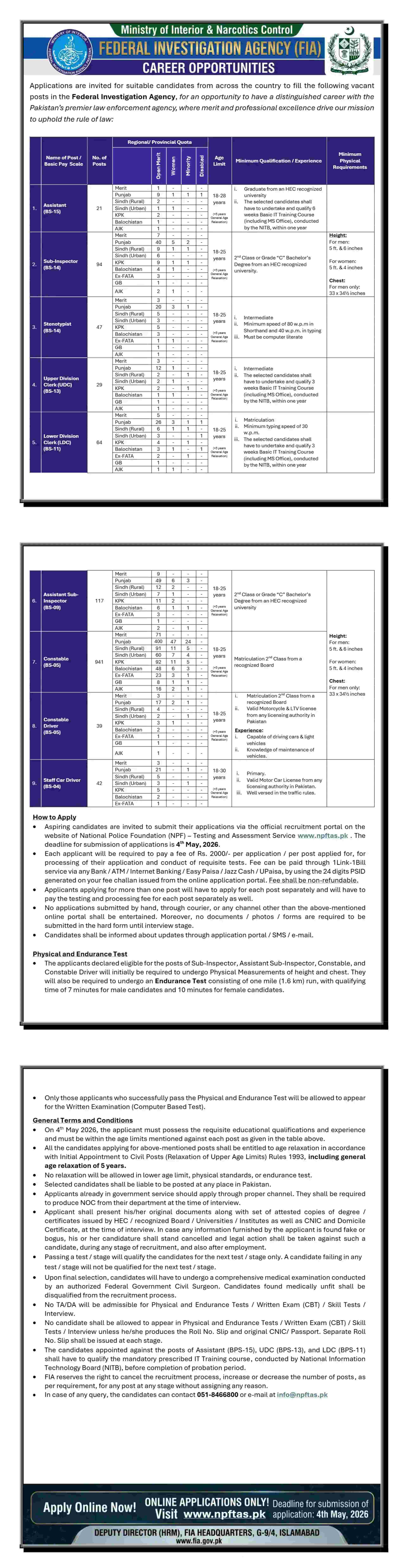 FIA Jobs 2026 Apply Online Jobs Advertisement Pakistan
