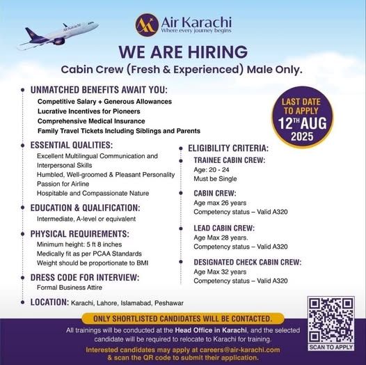  Air Karachi Jobs 2025 Cabin Crew Online Apply