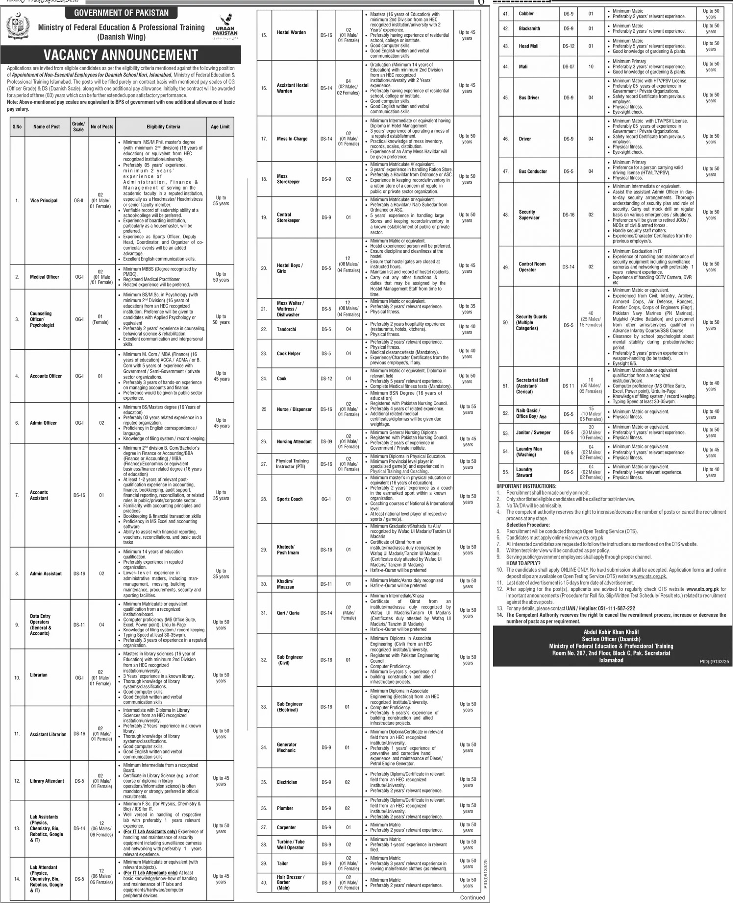Daanish Schools Jobs 2025 Jobs Advertisement Pakistan