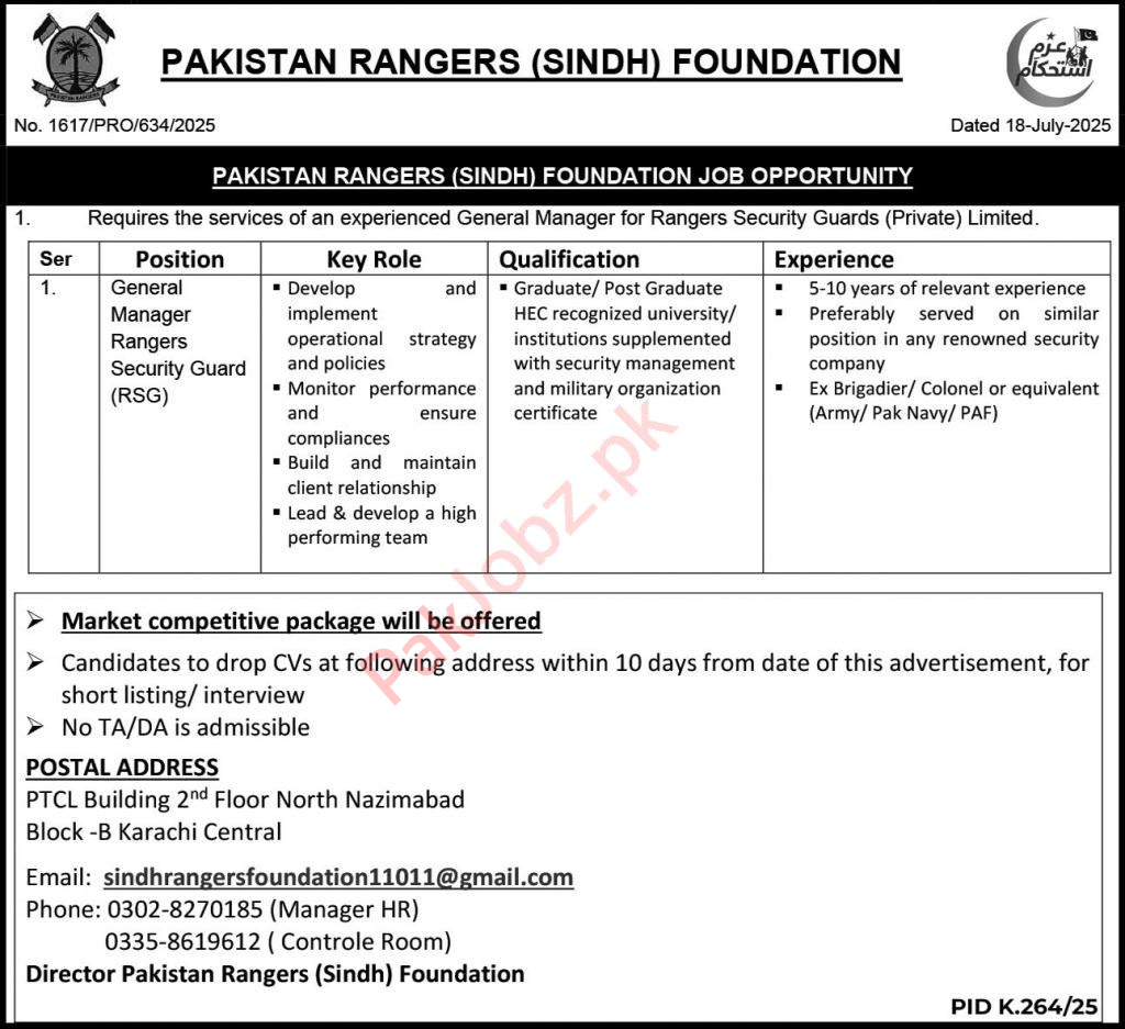  Job Opportunity At Pakistan Rangers