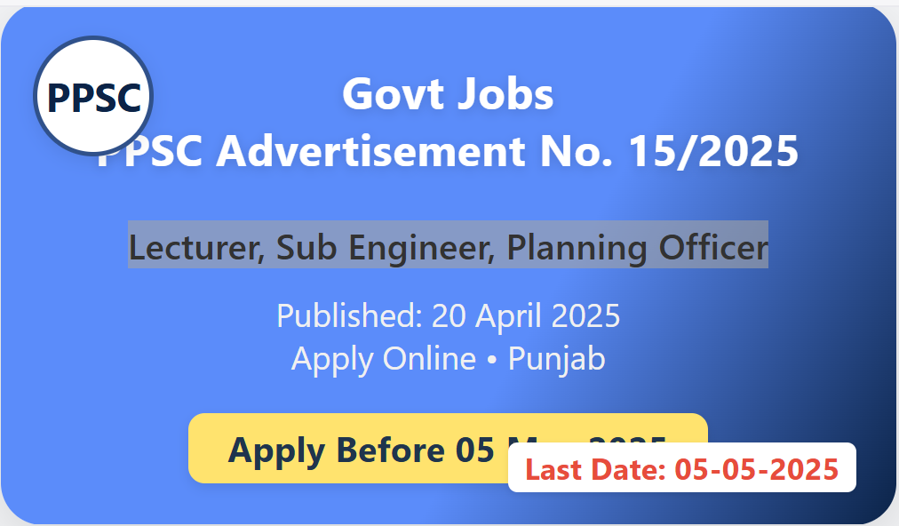  Punjab Public Service Commission (PPSC) Jobs and Latest Government Vacancies 2025