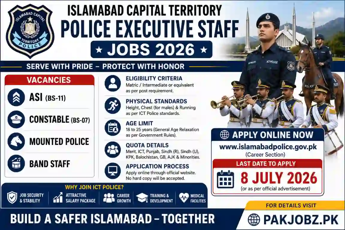 ICT Police Executive Staff Jobs 2026 Online Apply