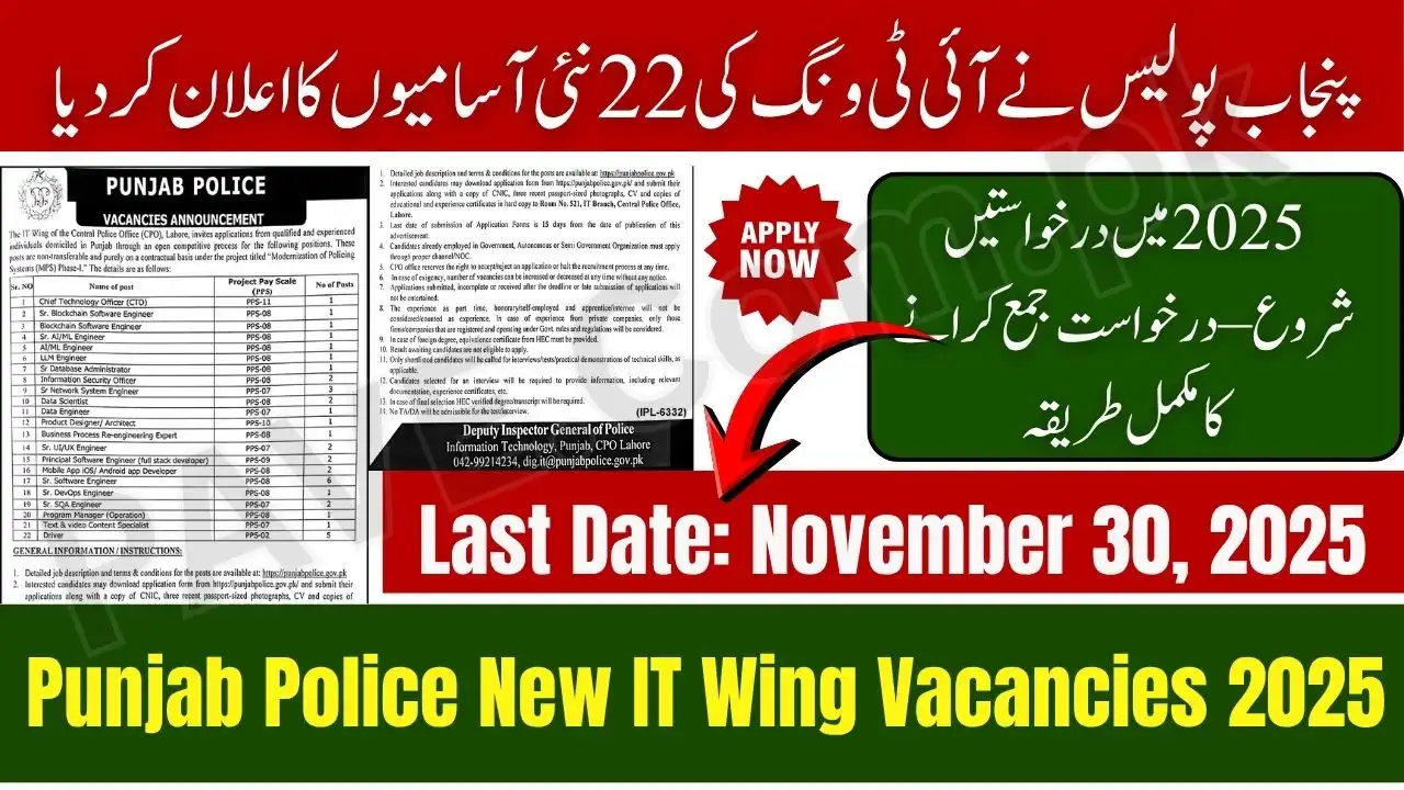 Punjab Police Jobs 2025 – IT Wing Vacancies