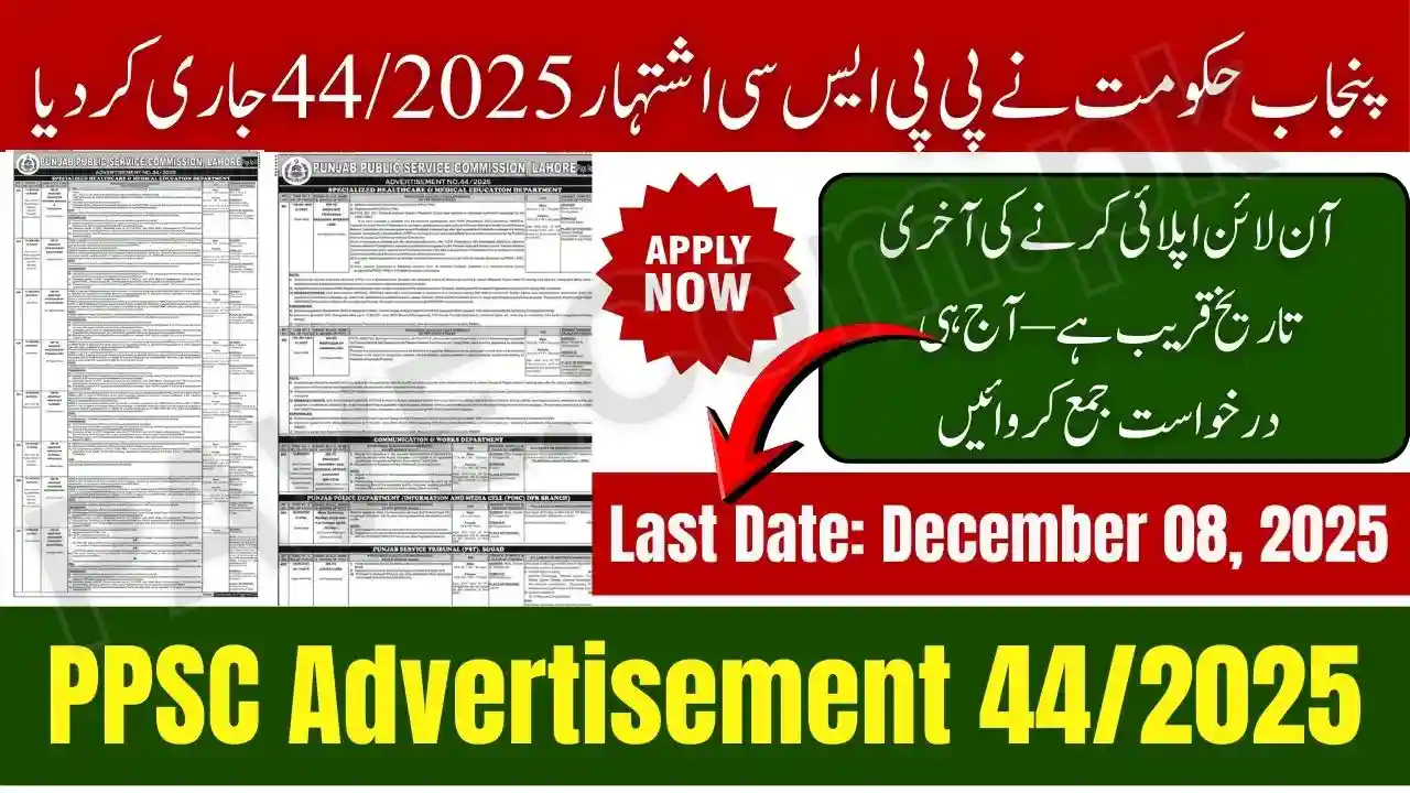 PPSC Jobs 2025 – Advertisement No. 44/2025 