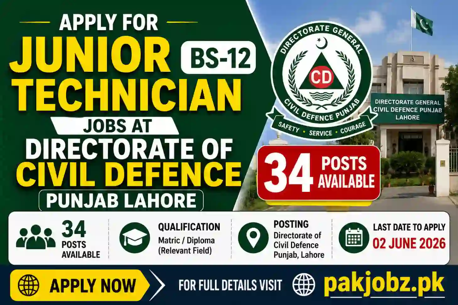 Civil Defence Punjab Jobs 2026 Social Image