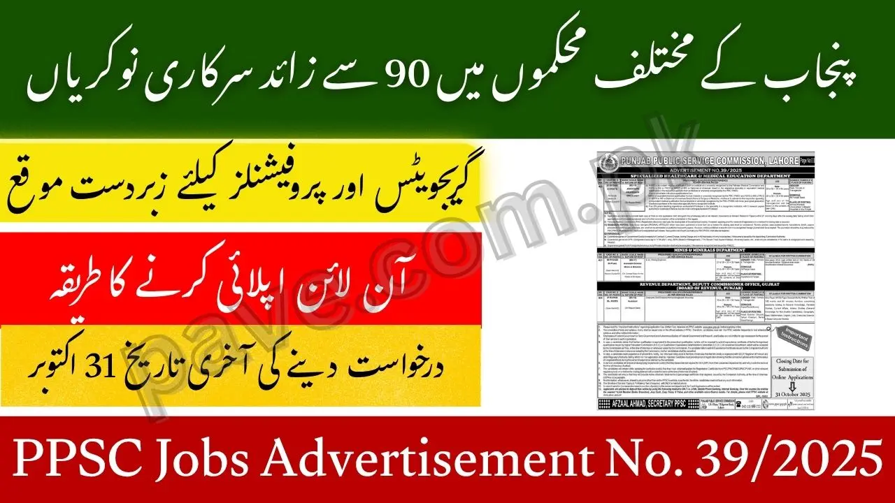 Specialized Healthcare & Medical Education Department | PPSC Jobs 2025 | Advertisement No. 39/2025