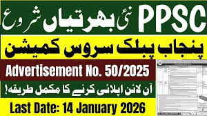 PPSC Jobs 2026 Advertisement No. 50/2025