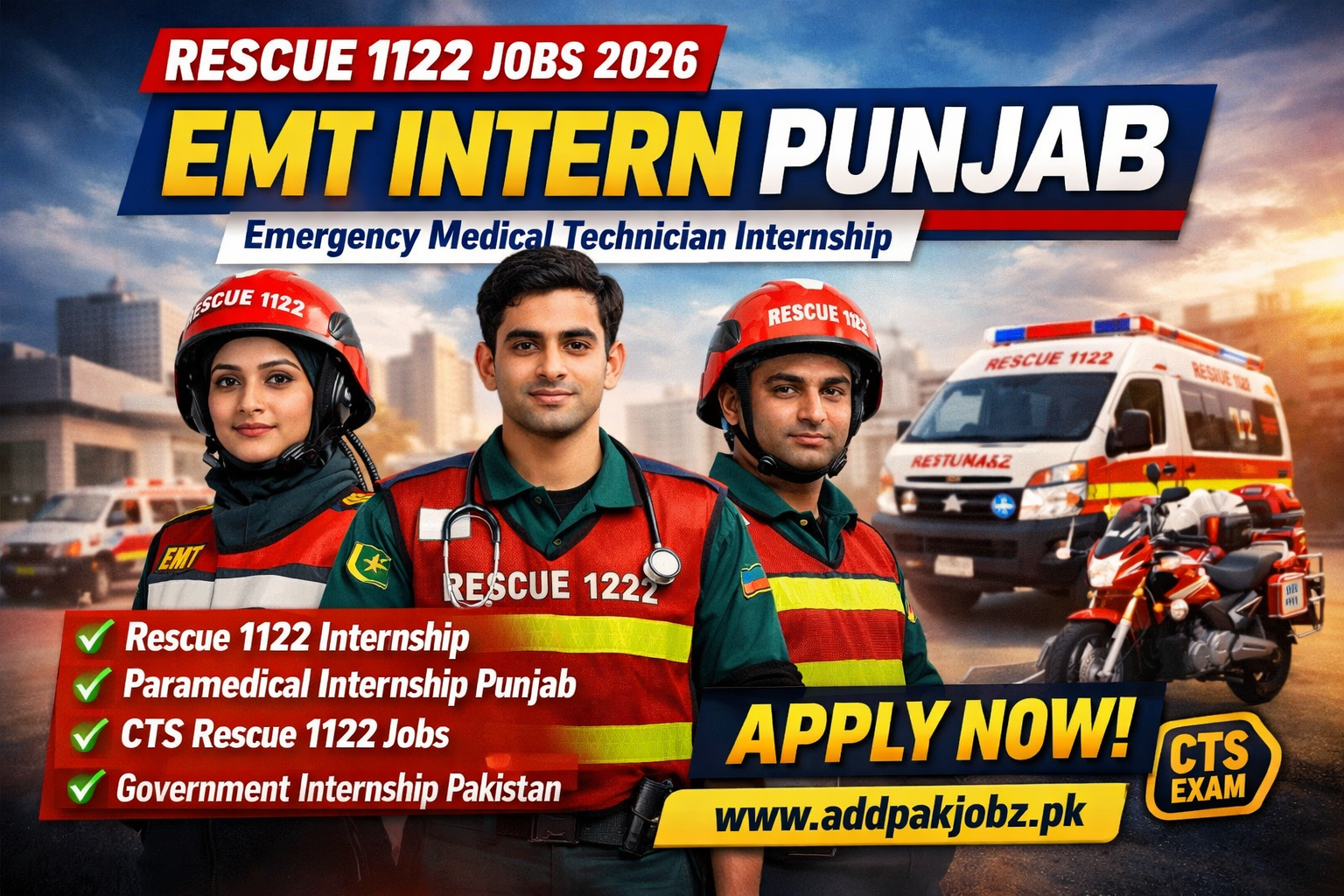 Rescue 1122 EMT Intern Jobs 2026 in Punjab