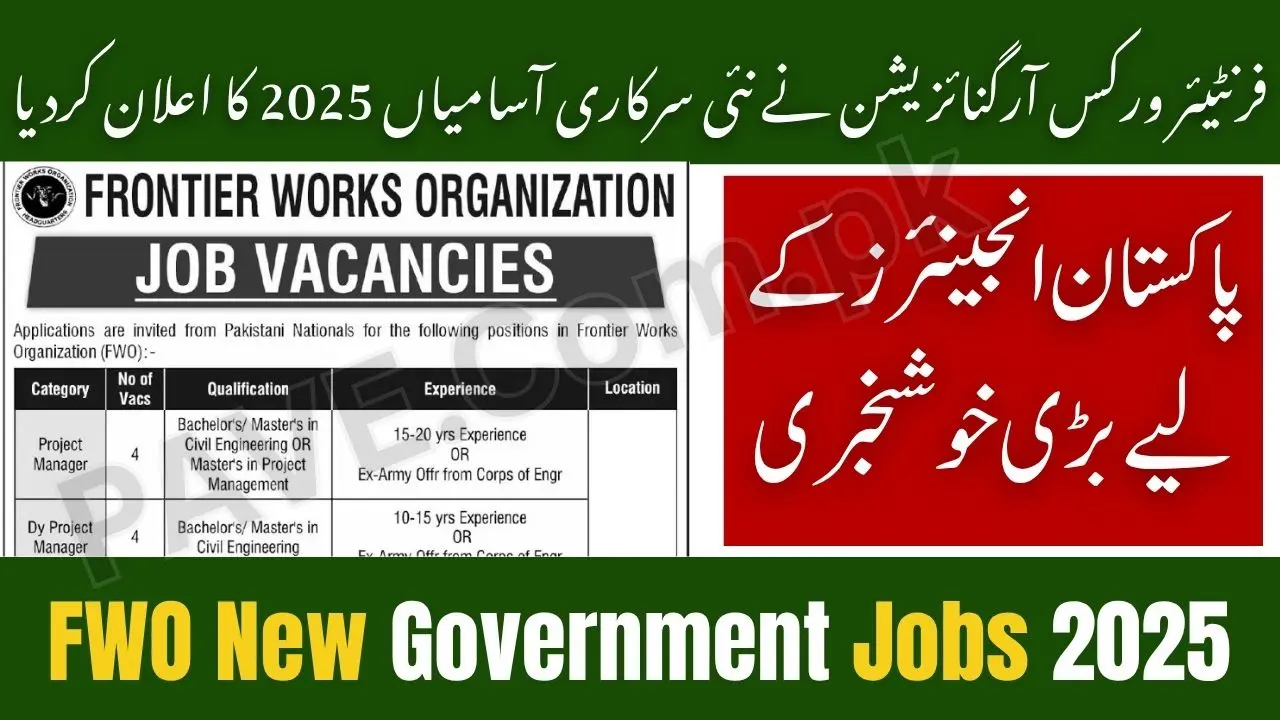 FWO Jobs 2025 | Frontier Works Organization Latest Vacancies 