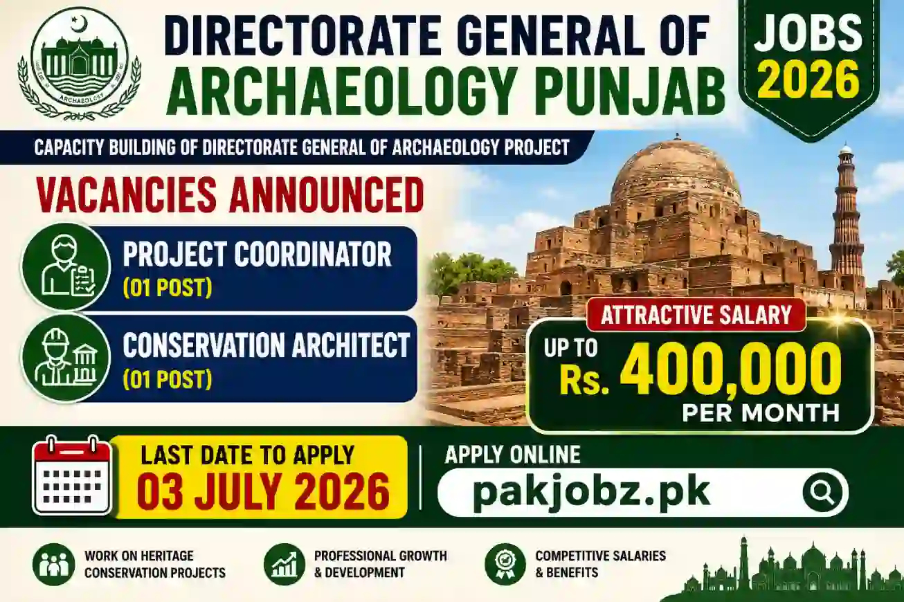 Directorate General of Archaeology Punjab Jobs 2026