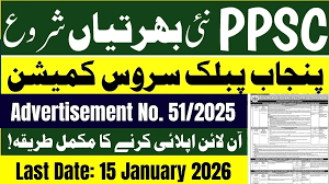 PPSC Jobs 2026 Advertisement No. 51/2025