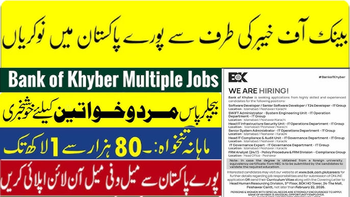Bank of Khyber Jobs 2026