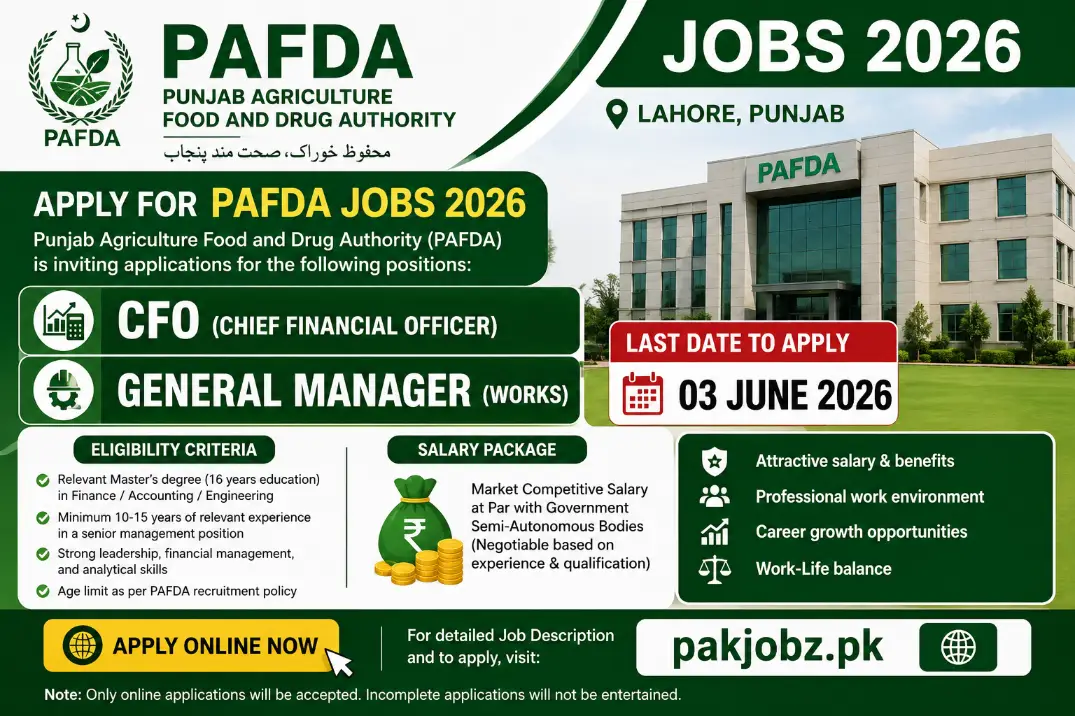 PAFDA Jobs 2026 Lahore