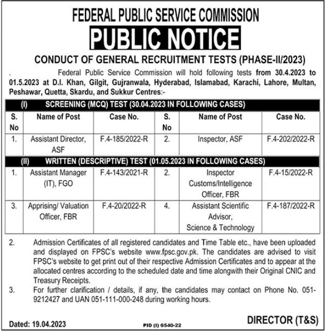 Federal Public Service Commission FPSC jobs