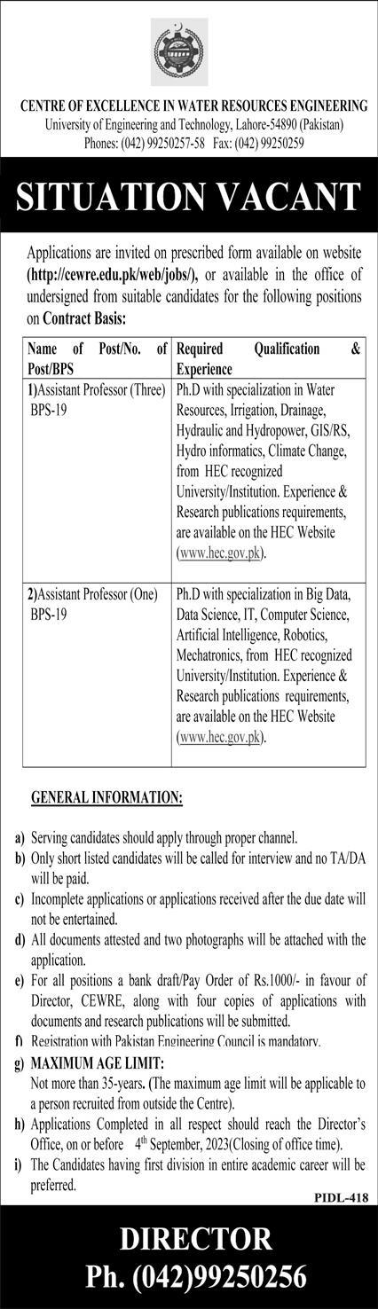UET Lahore Jobs 2023: Multiple Vacancies Across Campuses - Apply Now!