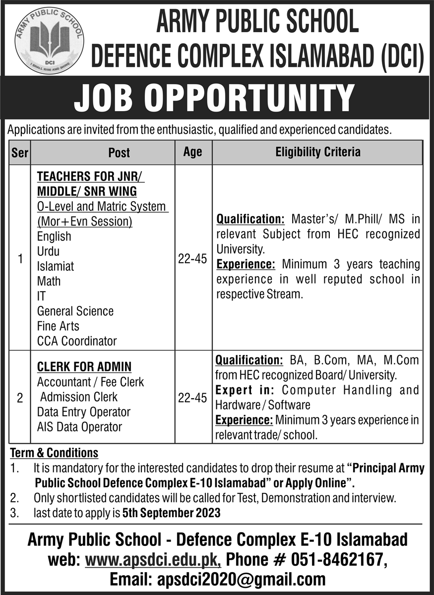APS Islamabad Jobs 2023