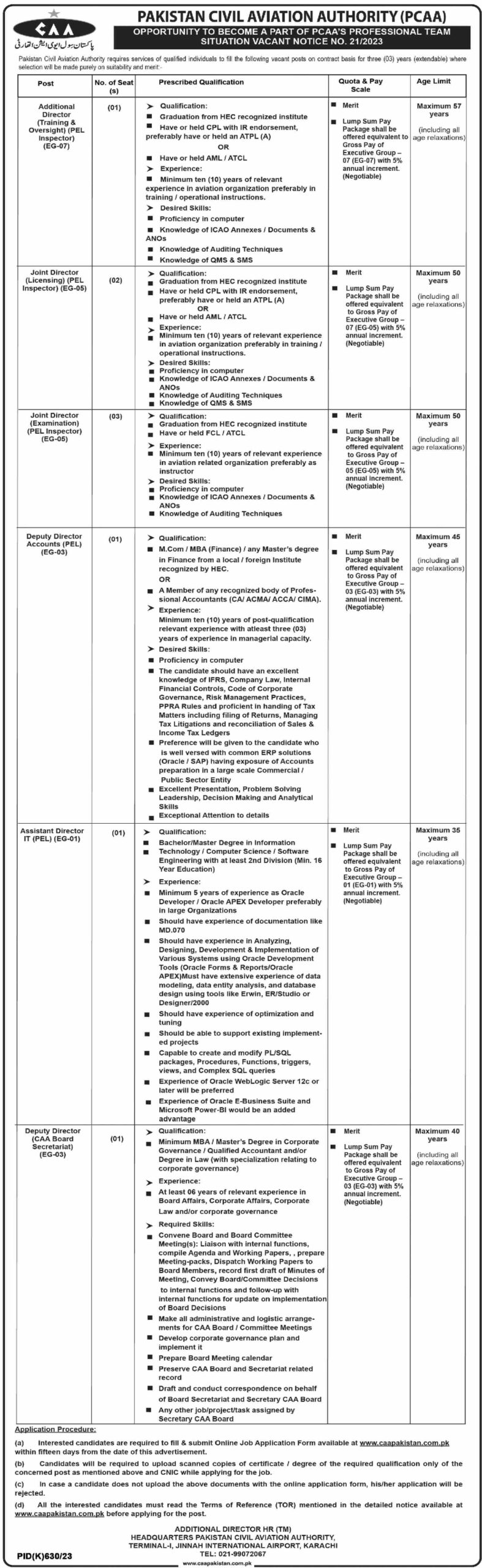 Pakistan Civil Aviation Authority (PCAA) Jobs 2023 - Opportunities in Karachi