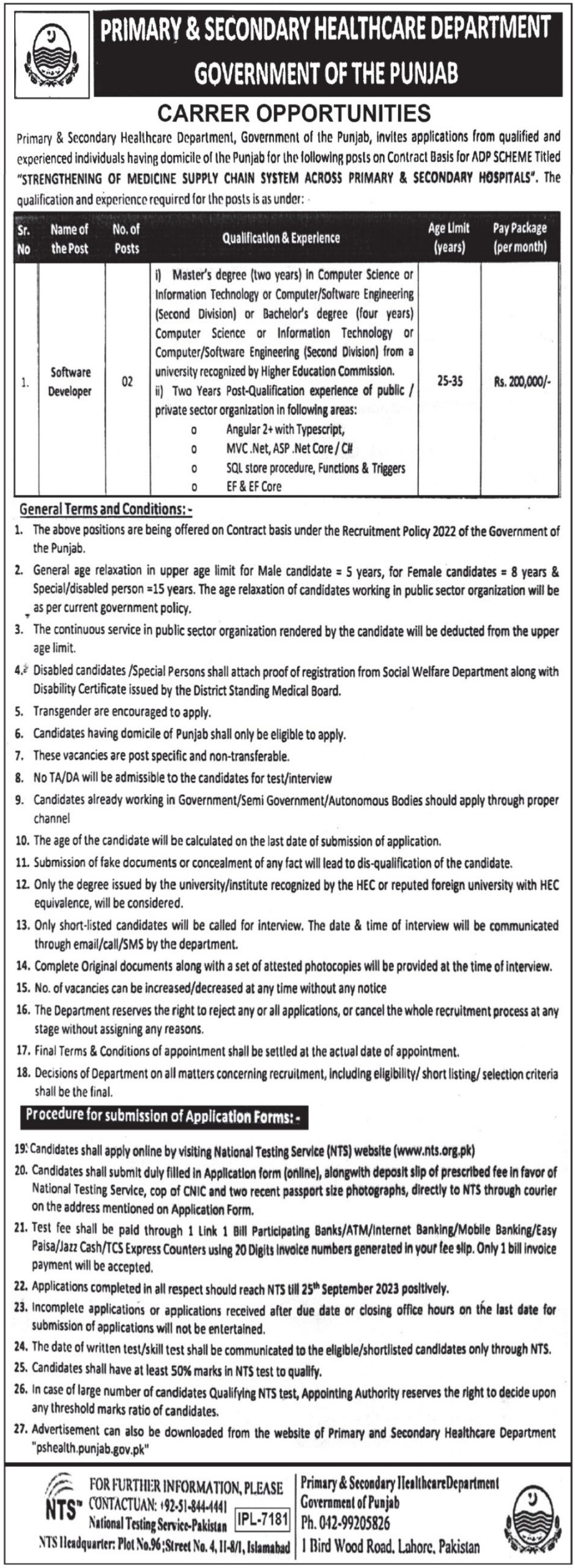 Health Department Punjab Jobs 2023