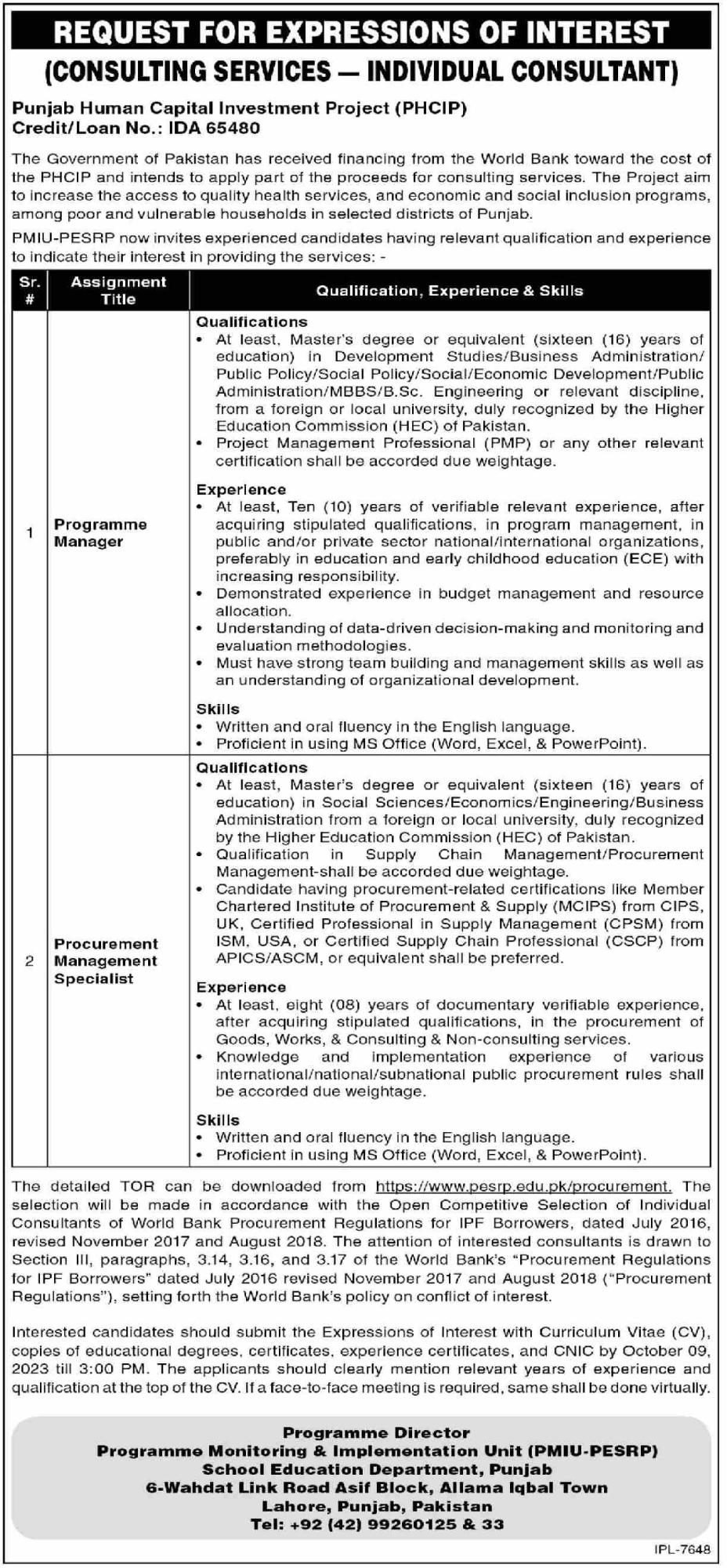 Punjab Social Protection Authority Jobs 2023 
